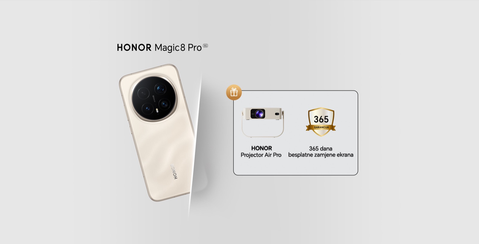 HONOR Magic8 Pro – poklon HONOR Projector Air Pro i 365 dana besplatne zamjene ekrana