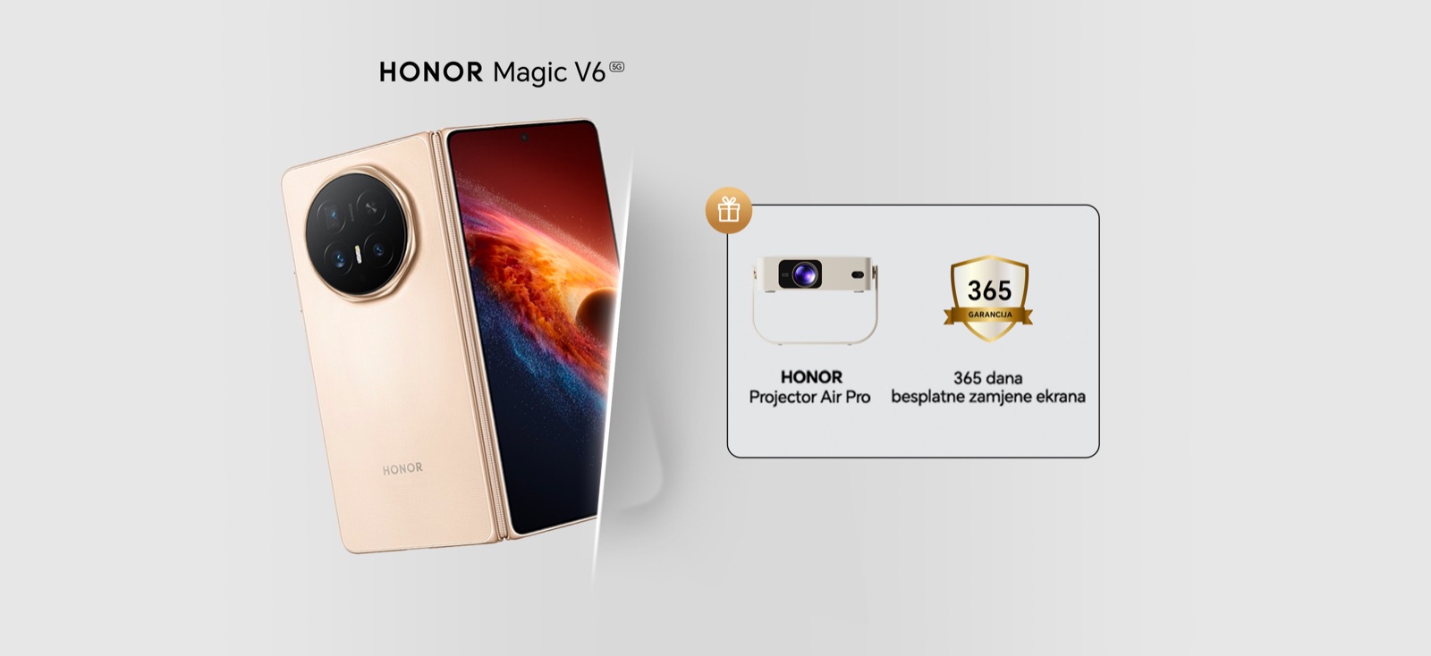 HONOR Magic V6 – poklon HONOR Projector Air Pro i 365 dana besplatne zamjene ekrana