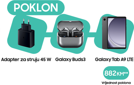 Adapter za struju 45W, Galaxy Buds3 i Galaxy Tab A9 LTE